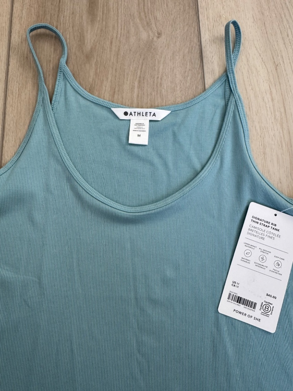 Athleta Signature Rib Thin Strap Tank - Size M - NWT - Waterloo Blue - Picture 3 of 4